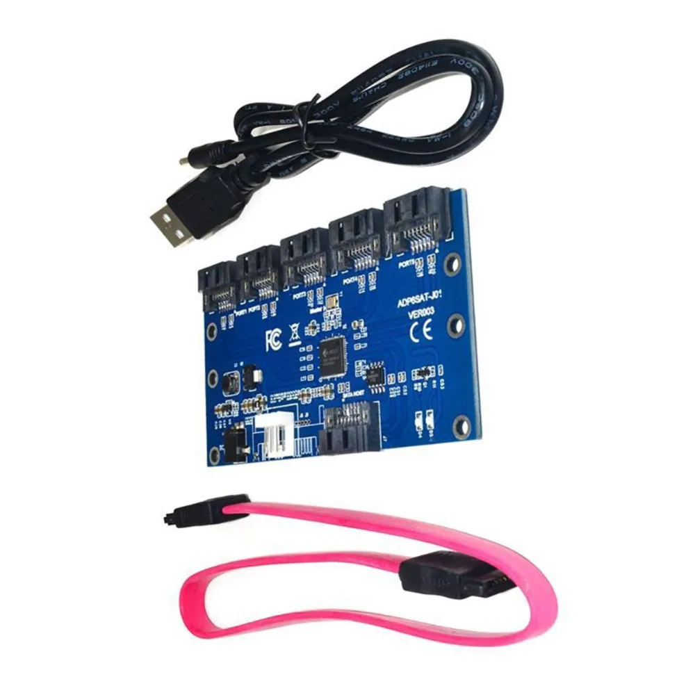 SATA to SATA Adapter Card 1 to 5 Ports Multiplier Converter Expansion Cards Computer Components