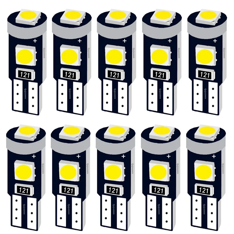 

10Pcs T5 W1.2W 27 74 86 206 Super Bright 3 SMD 3030 LED Car Interior Light Auto Side Wedge Dashboard Gauge Instrument Lamp Bulb