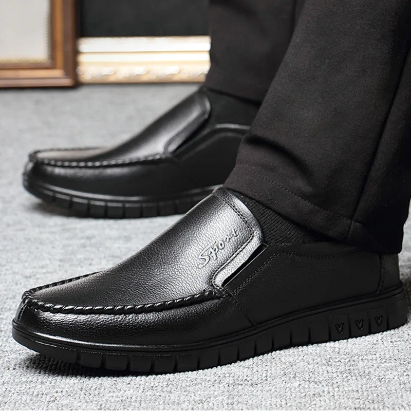 NPEZKGC Spring Summer Men Shoes Men's Leather Loafers Non-slip Casual Middle-aged Wear-resistant Soft Bottom Business Shoes Man NPEZKGC Spring Summer Men Shoes Men's Leather Loafers Non-slip Casual Middle-aged Wear-resistant Soft Bottom Business Shoes Man