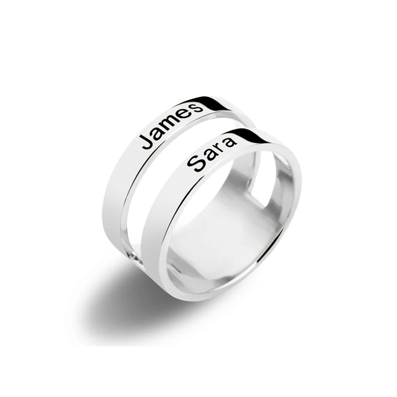 

Wholesale Engraved Two Names Ring Sterling Silver Couples Names Ring Fashion Jewelry