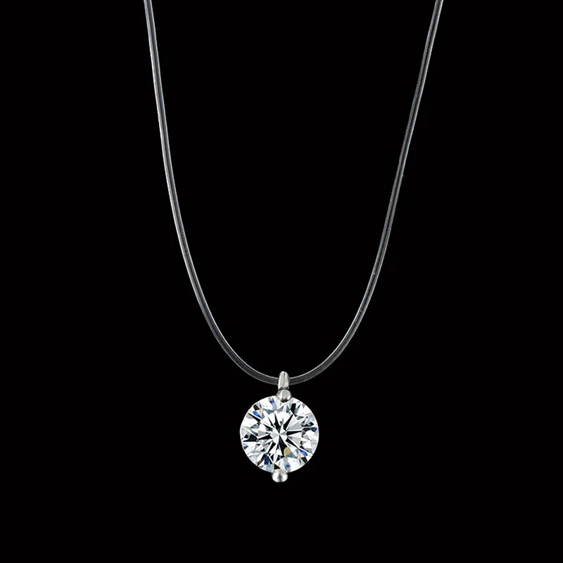 JXXGS женское ожерелье невидимая прозрачная леска круглое ожерелье каменная подвеска цепочка на шею на леске для женщин подарок