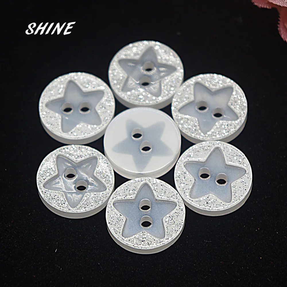

SHINE Resin Sewing Buttons Scrapbooking Round Star Two Holes 12.5mm Dia. 50 PCs Costura Botones decorate bottoni botoes