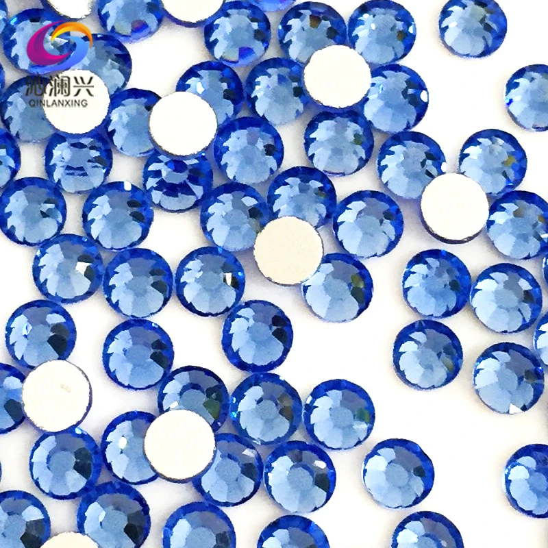 

Free shipping SS3-SS34 Light blue color Non HotFix flatback Top-level glass crystal 3D Nail Art Rhinestones diy Decorations MFQL