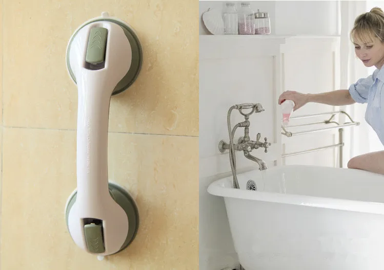 Posepop Green Bathroom Suction Cup Handle Grab Bar For Elderly Safety