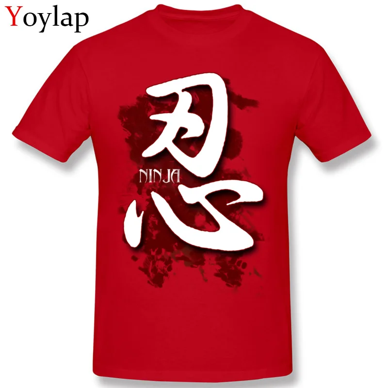 T-shirts Printed Short Sleeve Family Round Collar 100% Cotton Tops Shirt Casual Summer/Autumn WhiteNinja Kanji Tee-Shirt for Men red