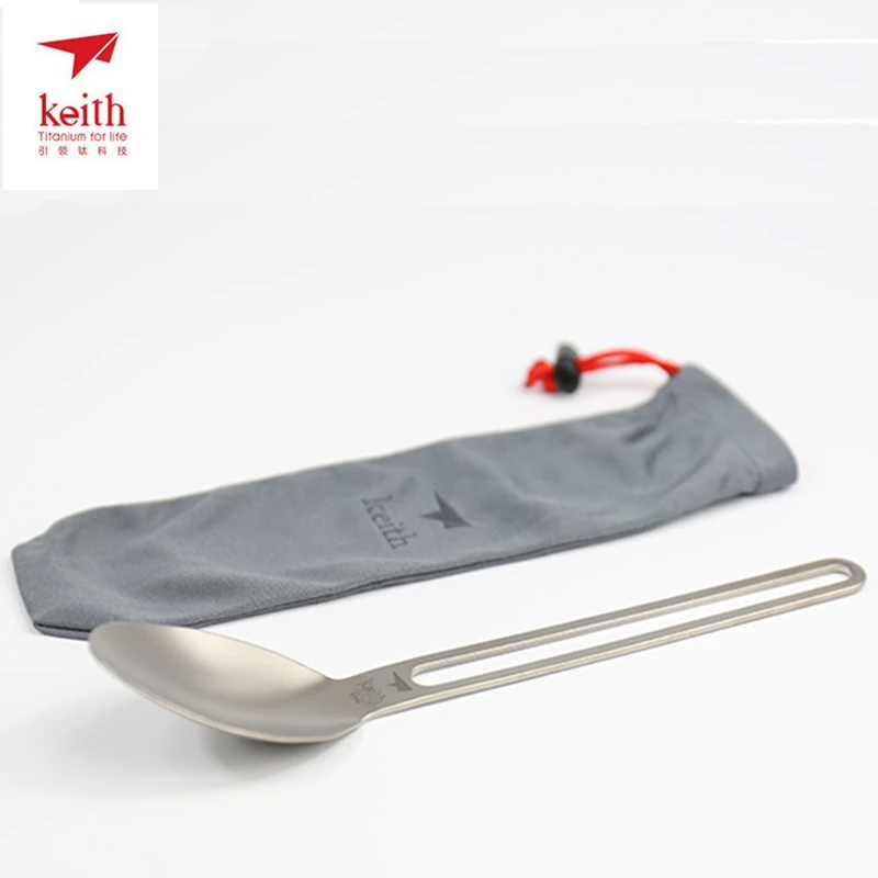 Keith Camping cubiertos cuchara de titanio para al aire libre y Camping senderismo Picnic vajilla cena cuchara ultraligero 17g Ti5313