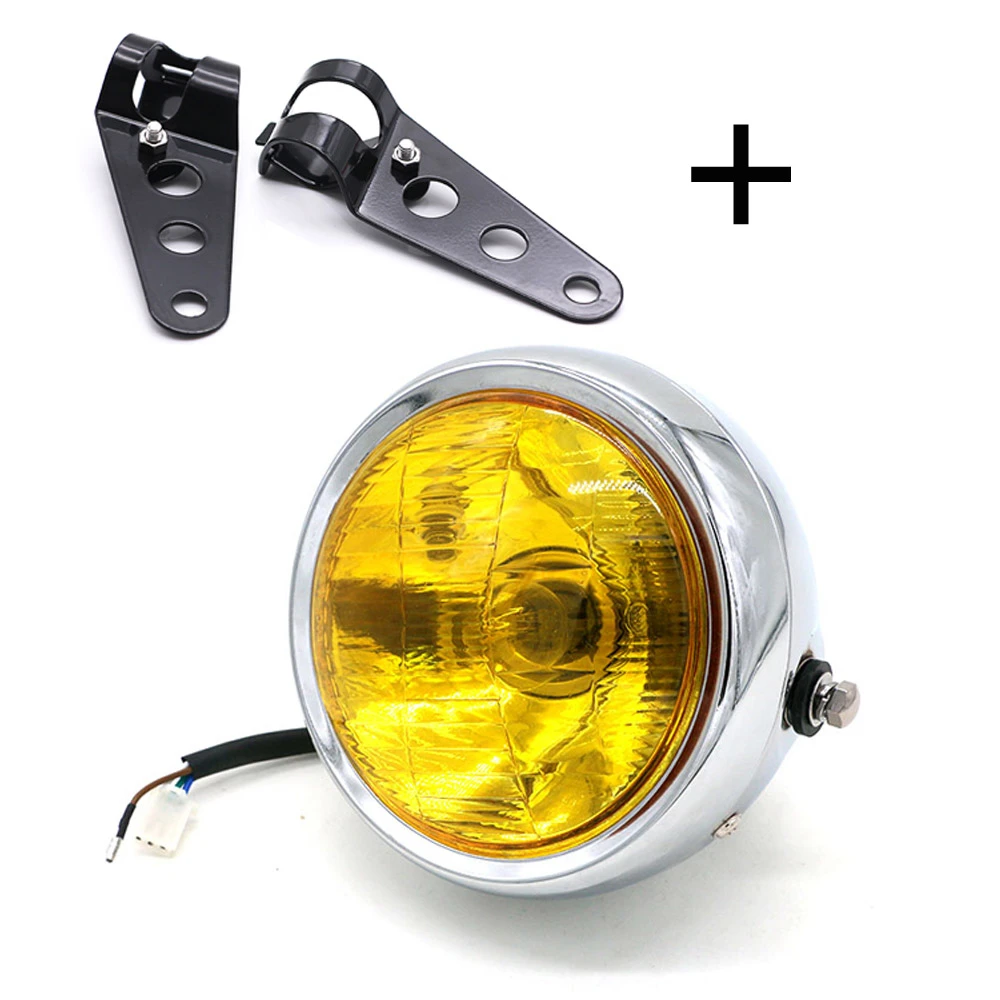 Универсальная мотоциклетная фара для Honda CG125 для Suzuki GN125 винтажный рулевой фонарь для мотоцикла скутер передний свет 12 В с кронштейном