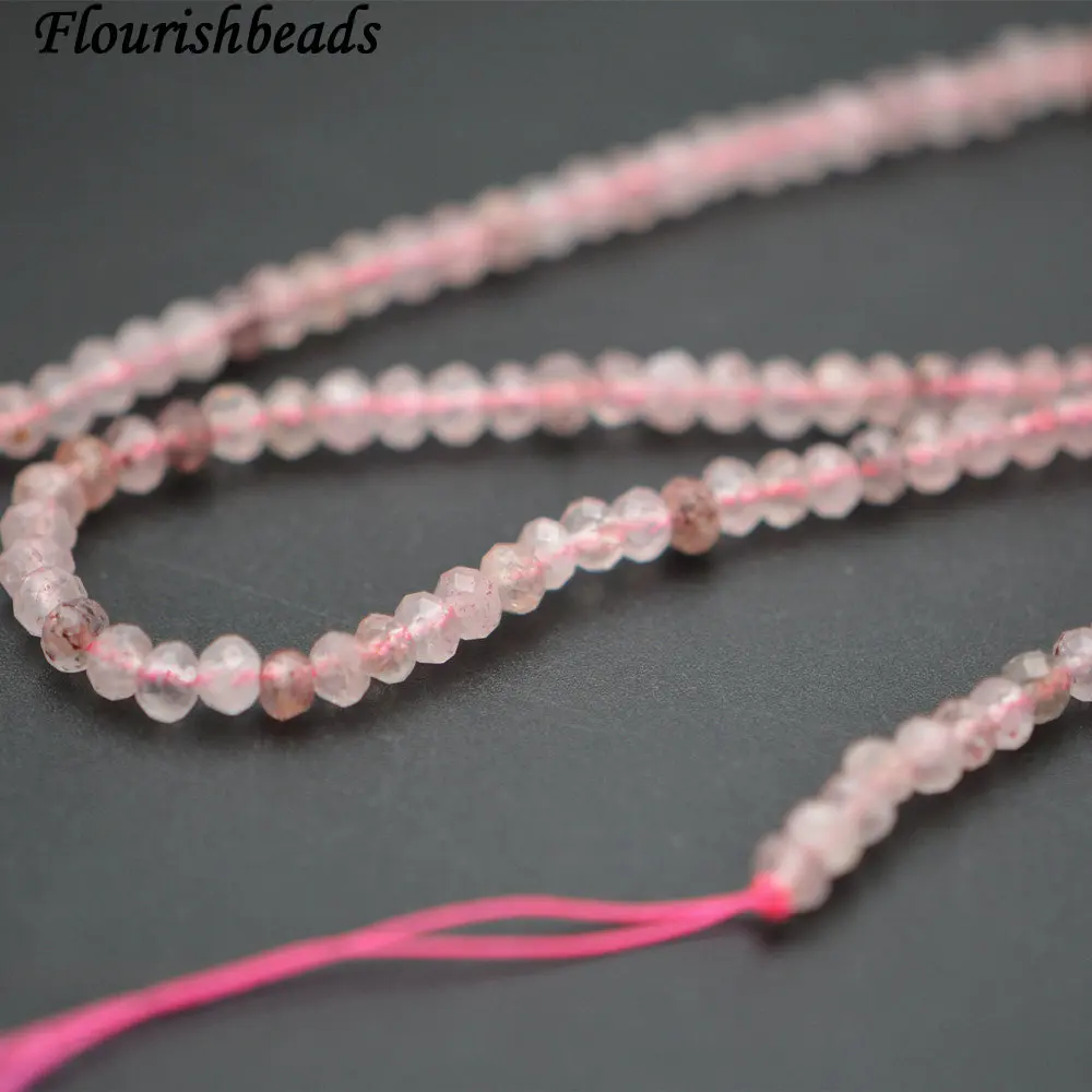 

Natural Stawberry Faceted Rhombus Cutting 3x4mm Stone Rondelle Spacer Loose Beads High quality