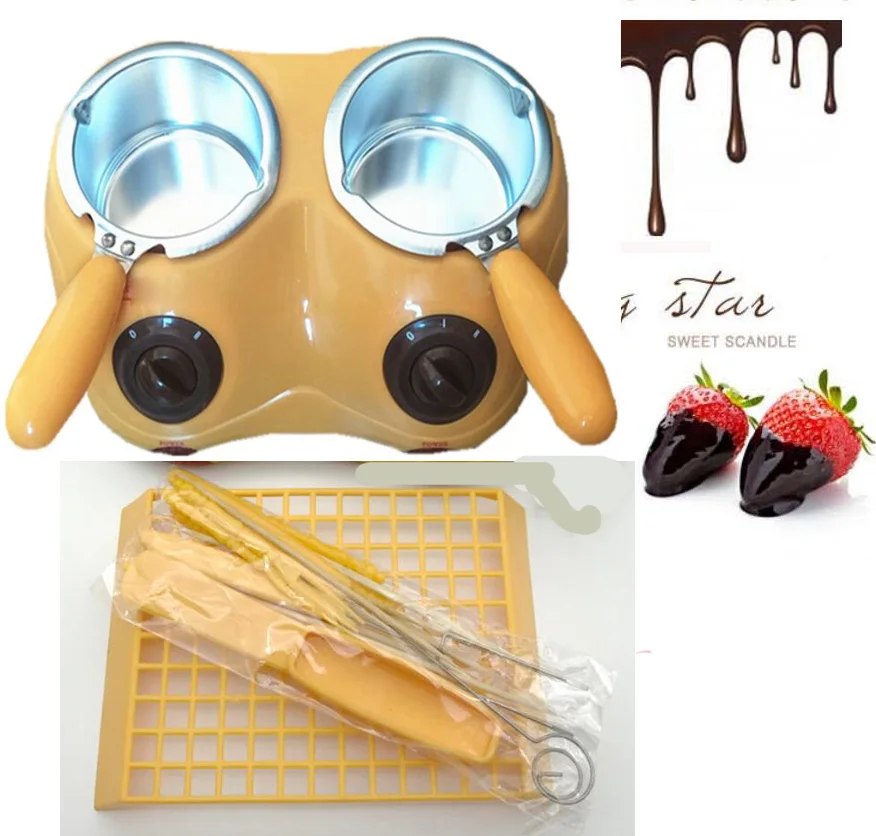 

Durable Hot Chocolate Melting Pot Electric Fondue Melter Machine Set DIY Tool EU plug Stainless steel&Plastic DIY Kitchen Tool