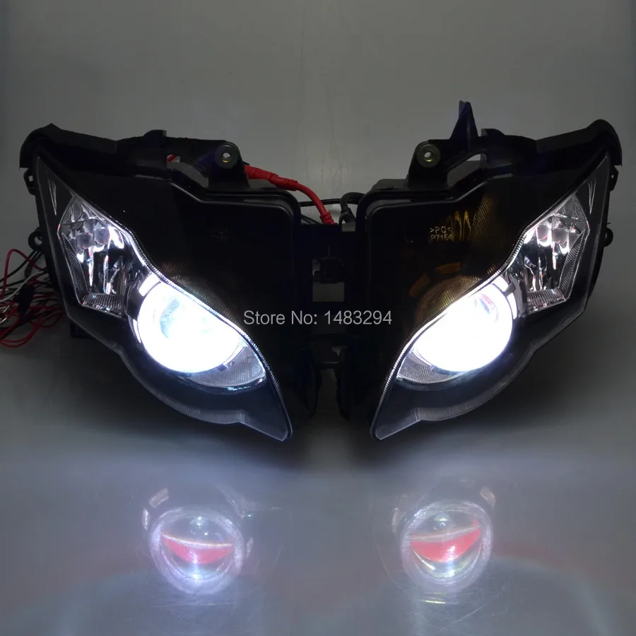 Двойной Белый Halo Eyes& Red Demon Eyes Собранный проектор 35 Вт HID фара Подходит для Honda CBR1000RR 2008-2011 08 09 10 11