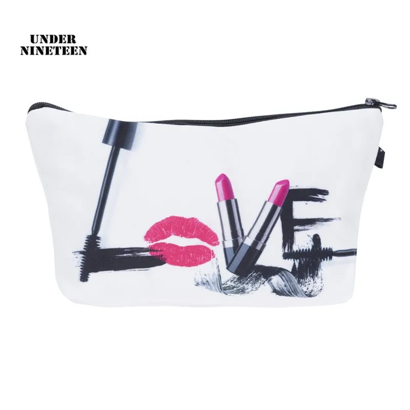 تحت تسعة عشر 2017 موضة حقائب سفر التجميل الشفاه الحب يشكلون حقيبة الجمال الزينة منظم تخزين الحقيبة تعزيز الهدايا