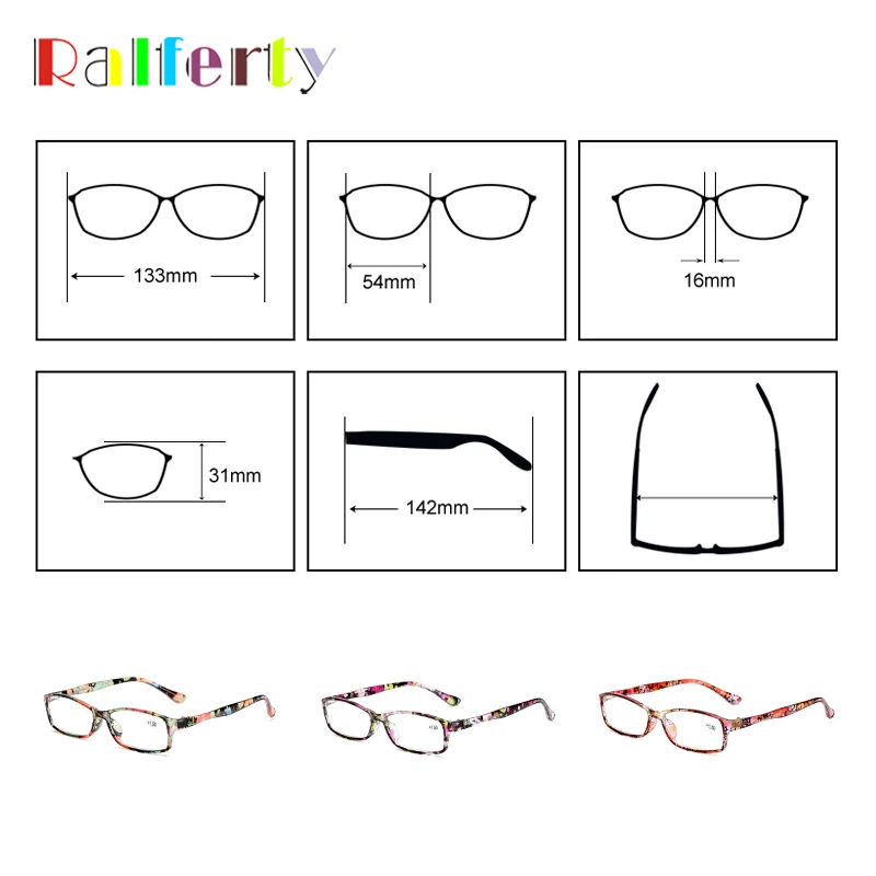 Ralferty, винтажные очки для чтения, женские, Анти-усталость, Пресбиопия, очки с принтом, диоптрийные очки, очки, A9896+ 1,0 1,5 2,0 2,5