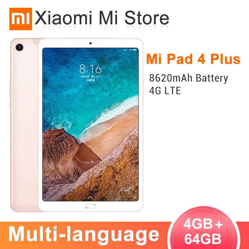 Xiaomi mi Pad 4 Plus GB 64 Snapdragon 660 LTE 8620 mAh аккумулятор 10 1 'ཌ:10 1920x1200 FHD дисплей 13 МП
