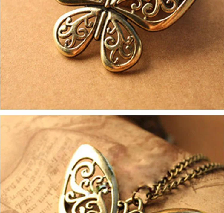 Vintage Hollow Butterfly Pendant Necklace For Women Gold color Necklaces Exquisite Fashion Long Chain Sweater Jewelry Wholesale