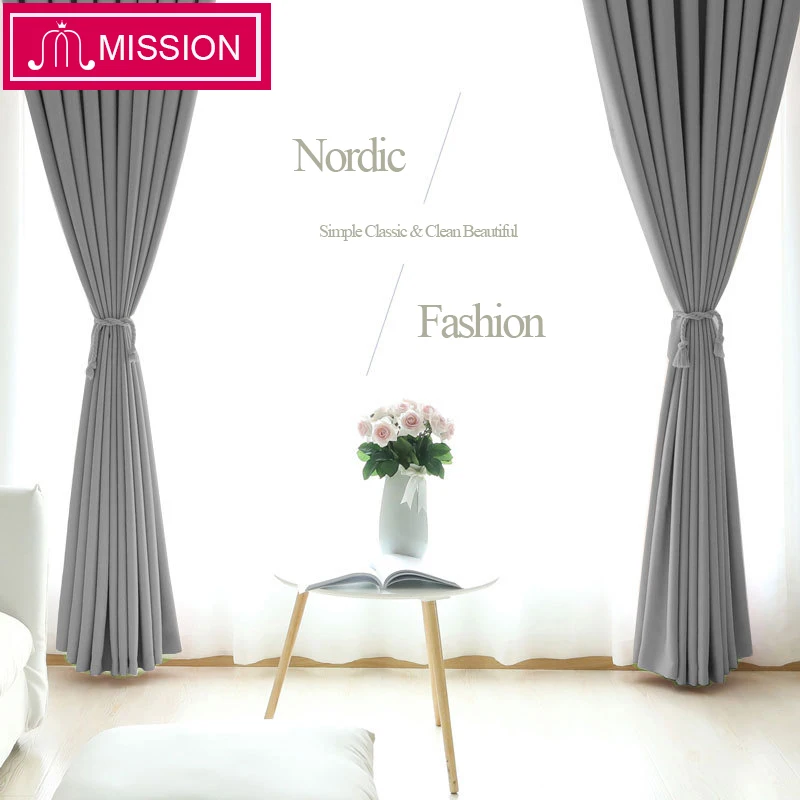 

MISSION Solid Thermal Insulated Blackout Curtains Soundproof Window Drape Blinds Panel for Bedroom Living Room Custom Made