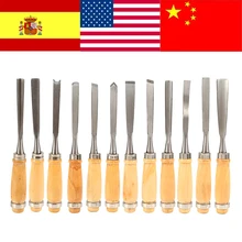 12 PCS Escultura Em Madeira Mão Cinzel Set Carpintaria Torno Profissional Ferramentas Goivas centro automática punch gouge tournage bois