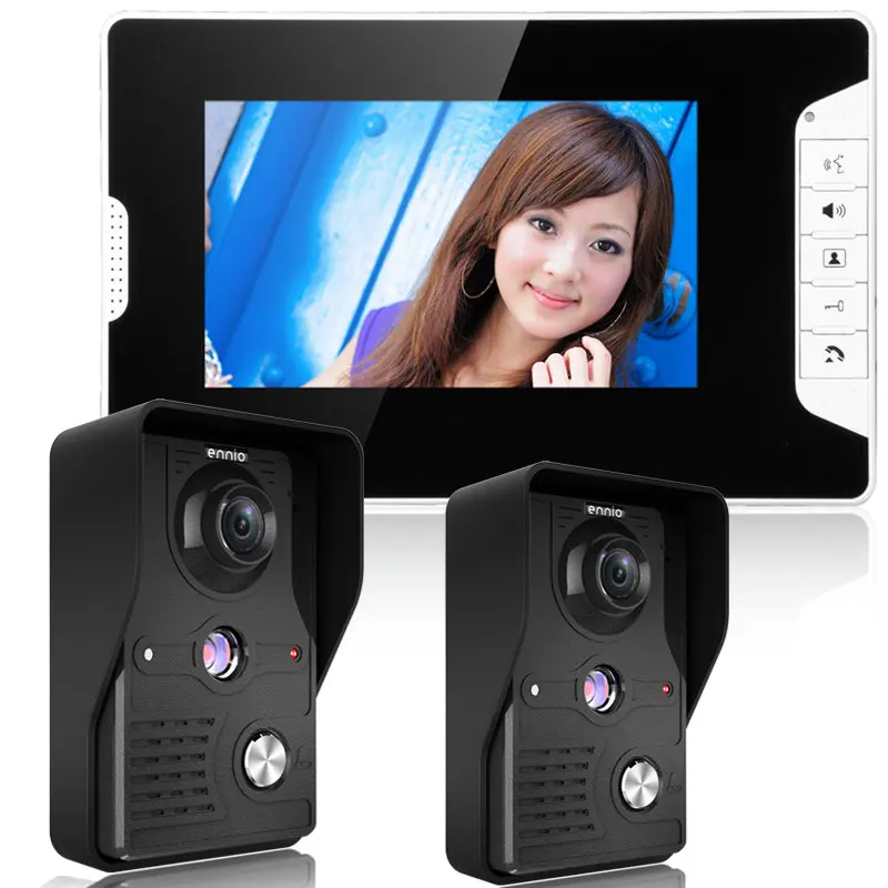 

2016 Brand New Wired 7" Color Video Door Phone Doorbell Home Security 2 IR Camera 1 Monitors Free Shipping