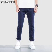 CARANFIER Для мужчин новая мода Повседневное Бизнес брюки мужские мягкие удобные хлопковые штаны Для мужчин тонкие длинные брюки 32 33 34 36 38