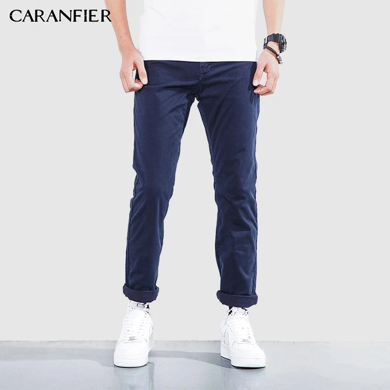 

CARANFIER 2018 Men's New Fashion Casual Business Pants Male Soft Comfortable Cotton Pants Men Slim Long Trousers 32 33 34 36 38
