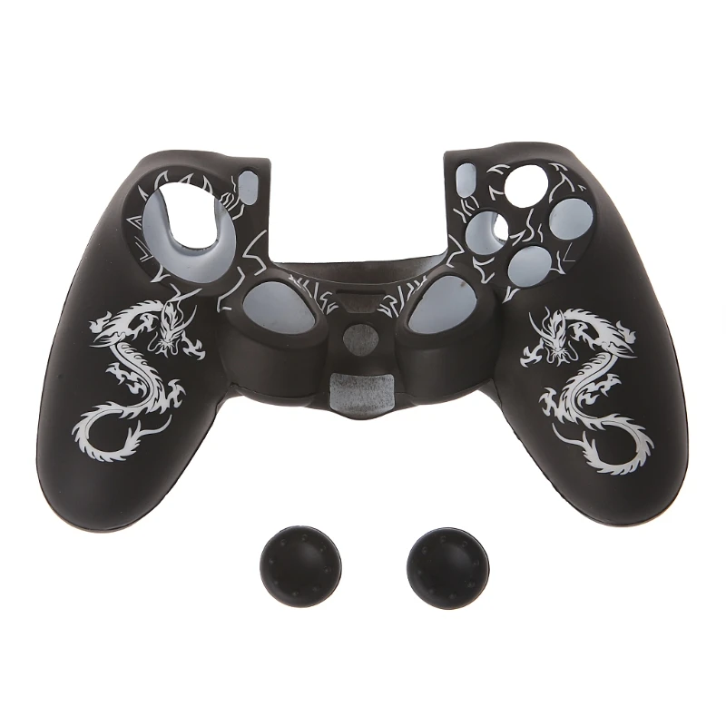 

XINYUANSHUNTON Chinese Dragons Silicone Gamepad Cover Case with 2 Joystick cover For PS4 Controller