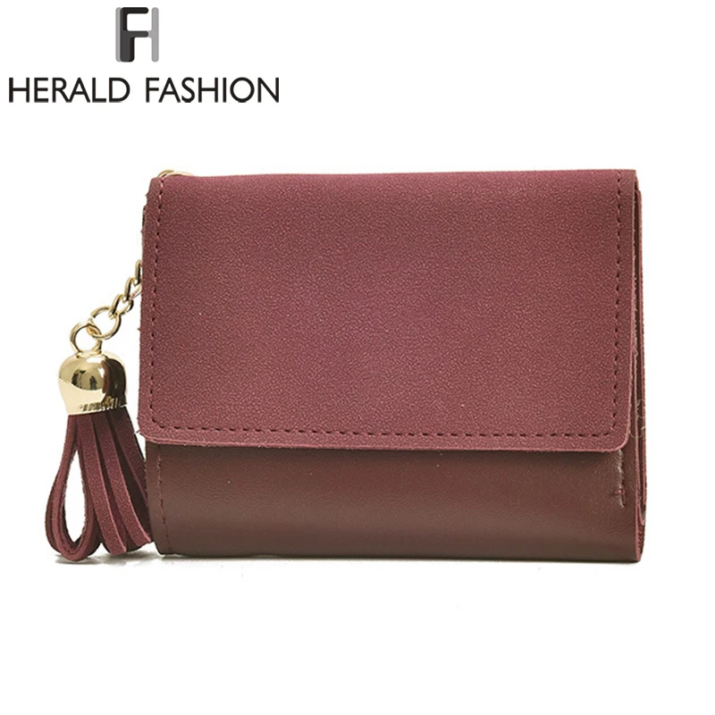 

Herald Fashion New Women Wallets Nubuck Leather Wallet Women's Short Design Purse Three Fold More Color Clutch Lady Card Holder