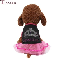 Transer собака кружевное платье принцессы вечерние платье стразы с вышивкой в виде короны, тонкая одежда с принтом в виде собак Щенок верхняя одежда из искусственного меха Тедди маленьких собак 90610