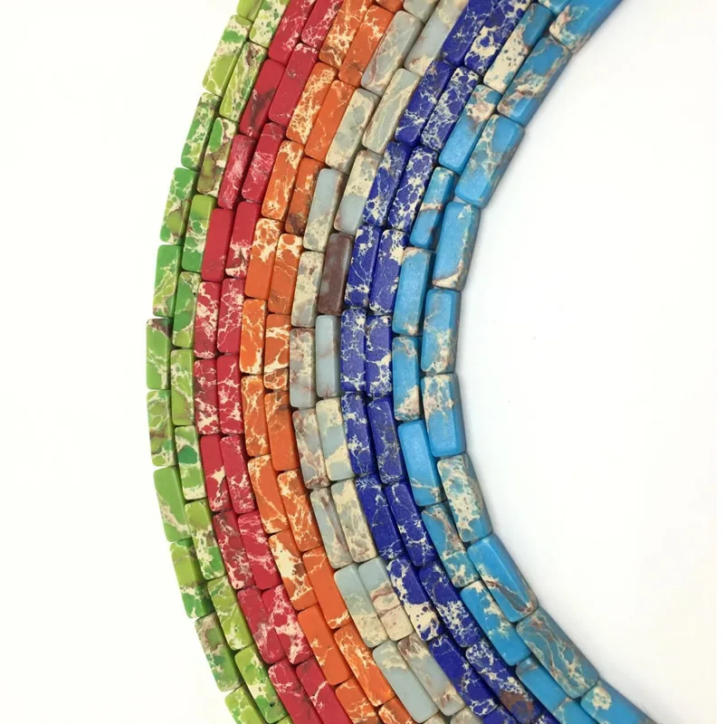 

4x13mm multi-color imperial stone square beads Natural Sea Sediment Stone is used for DIY jewelry bracelet production