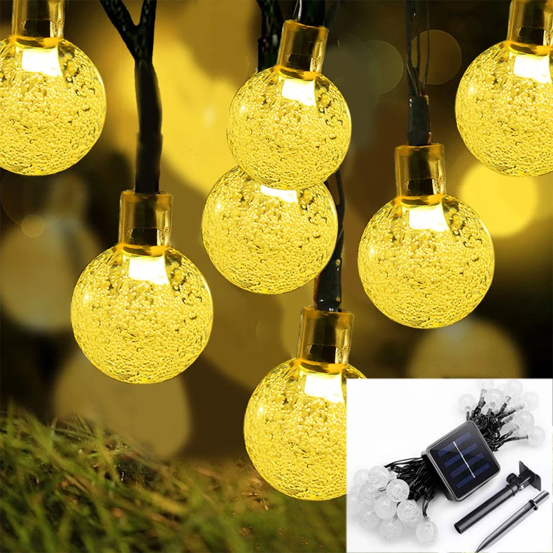 30 LEDs 6M Crystal Ball Solar Lamp LED String Light Solar Garlands Garden Christmas Outdoor luz solar Charge Fairy Lights