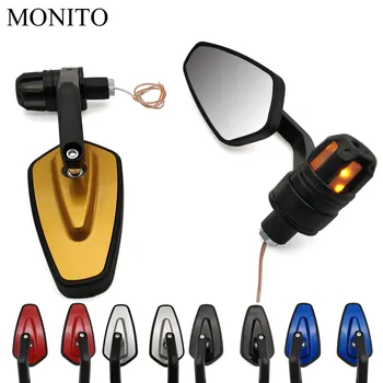 

For yamaha mt 07 r3 mt 09 yz250f wr250f ktm duke200 duke390 22mm Motorcycle Handle Bar End Mirrors Side Mirror Turn Signal LED