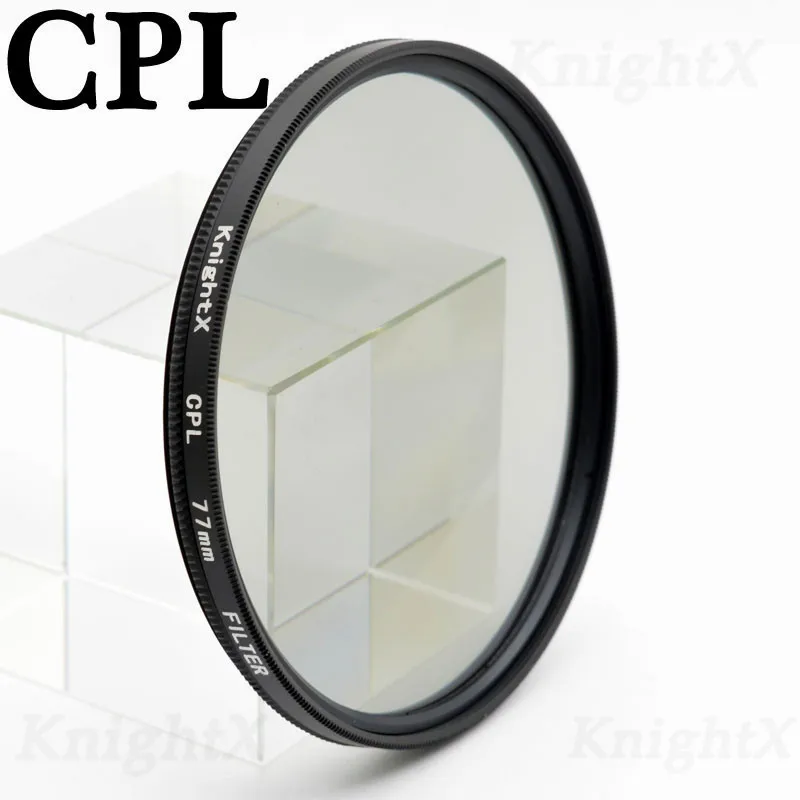 KnightX 49 мм 52 мм 55 мм 58 мм 67 мм 77 мм cpl поляризационный фильтр для Canon Nikon sony DSLR SLR Объективы для фотоаппаратов Nikon D7000 D5200 D5100 - Цвет: CPL Filter
