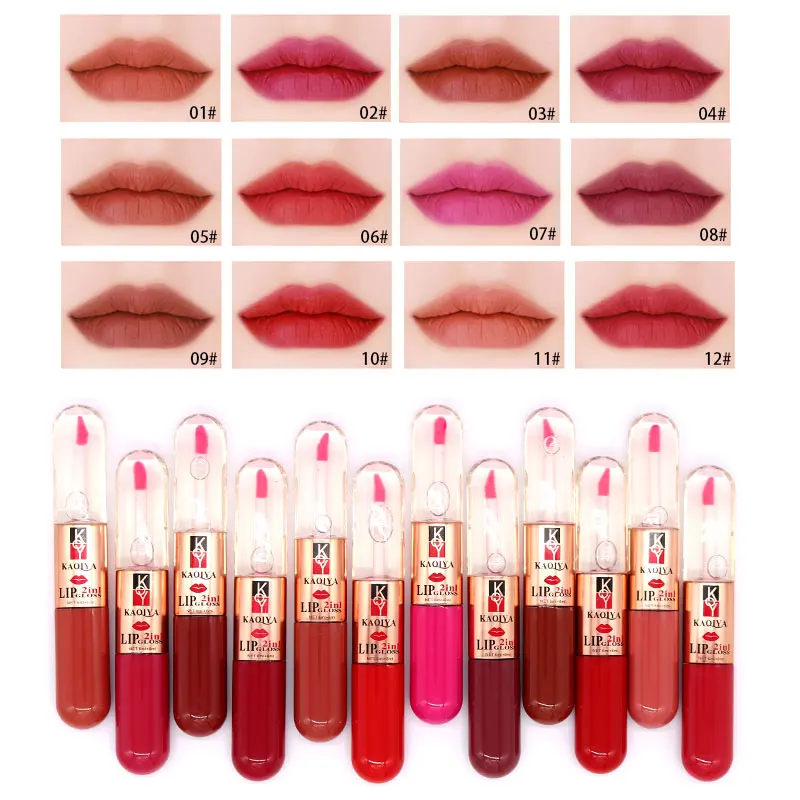 12PCS Double Side Matte Lipgloss Makeup Cosmetics Fashion Easy To Wear Liquid Lipstick Women Long-lasting Lip Tint Lip Gloss 12PCS Double Side Matte Lipgloss Makeup Cosmetics Fashion Easy To Wear Liquid Lipstick Women Long-lasting Lip Tint Lip Gloss