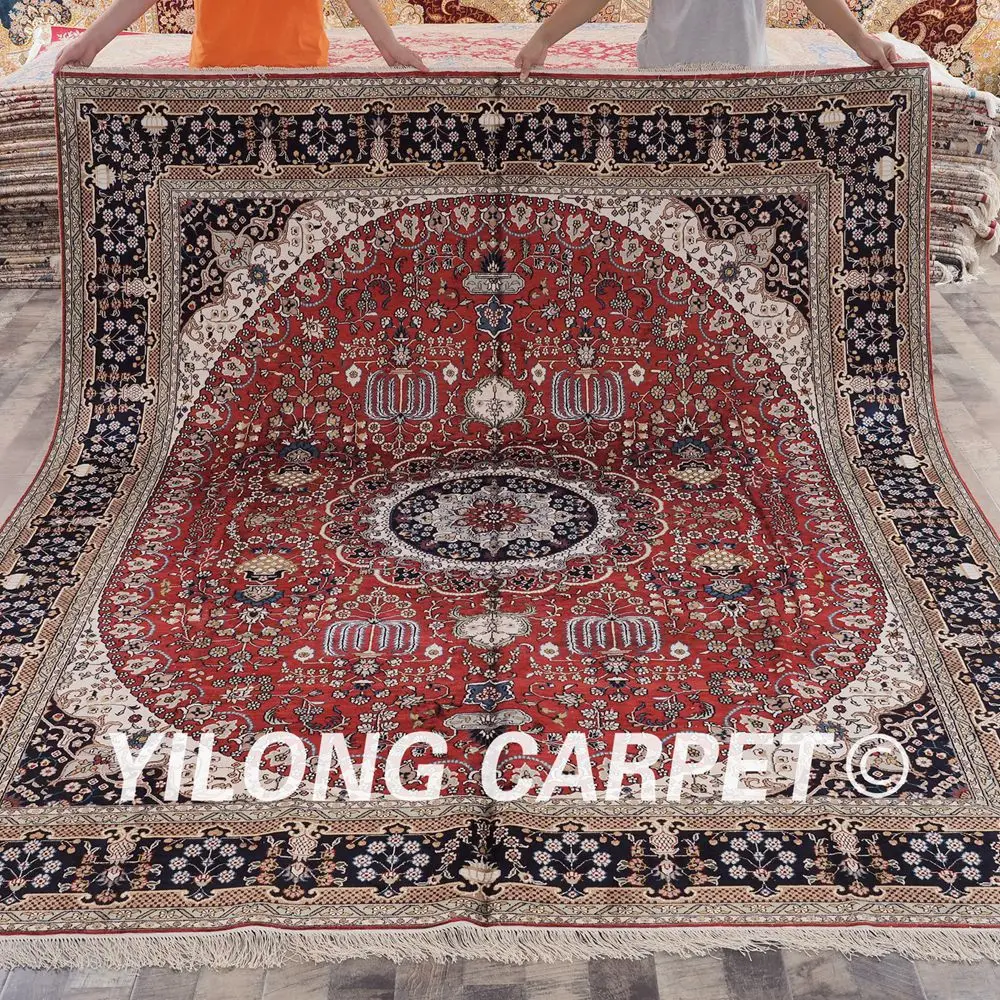 YILONG 8'x10' по всему персидскому дизайну красный меддалион Восточный ковер ручной работы персидкий Шелковый(YHW185B8x10