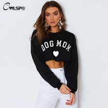CWLSP 2018 DOG CAT MOM Funny Letter Print Sweatshirt For Women Sexy Long Sleeve Crop Tops Warm Female Autumn Clothes QA2789 CWLSP 2018 DOG CAT MOM Funny Letter Print Sweatshirt For Women Sexy Long Sleeve Crop Tops Warm Female Autumn Clothes QA2789