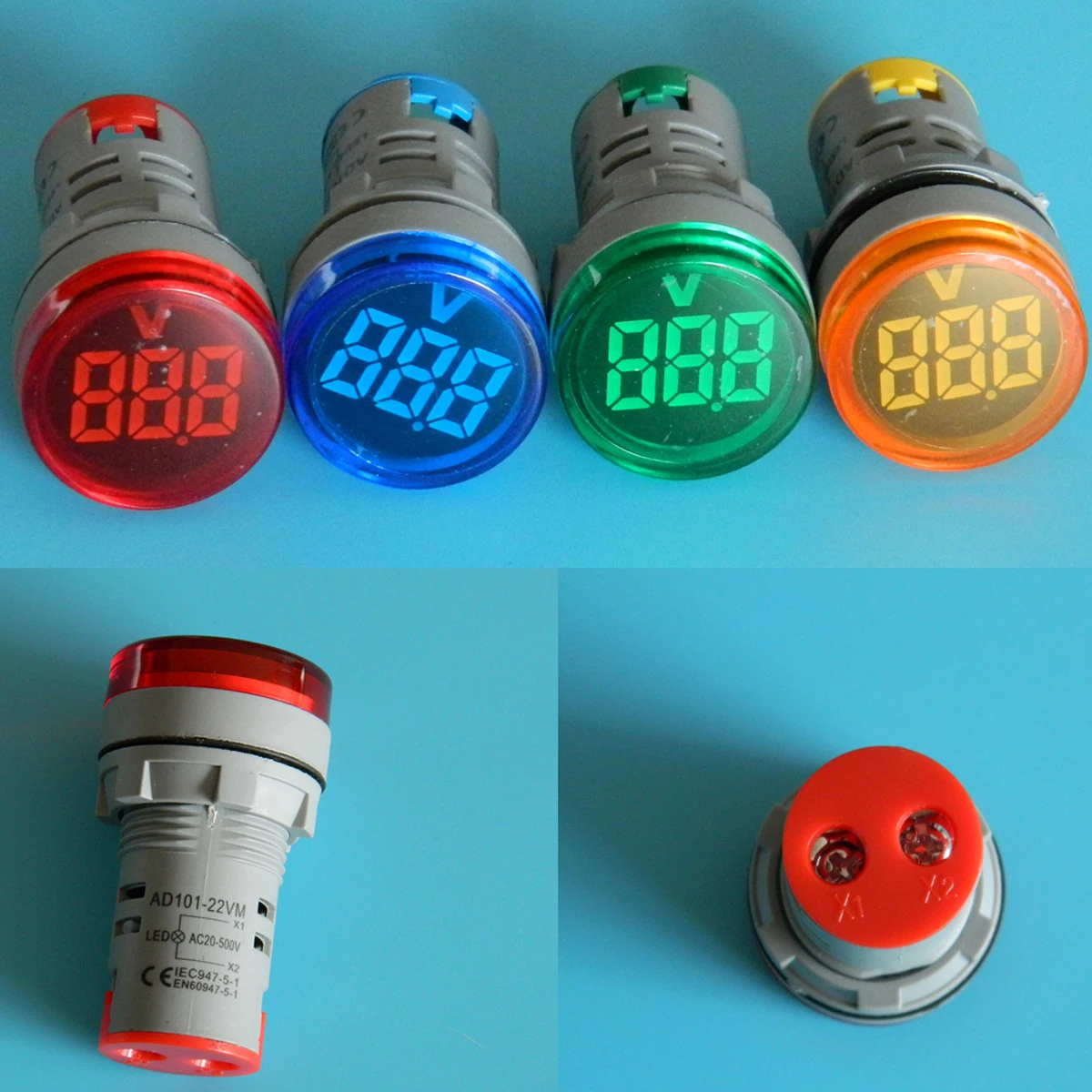 

New LED Digital Display Voltmeter Indicator Lights 22mm Big Font Display Aperture Signal Lamp AC60-500V High Quality for Boat