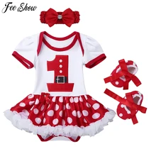 Рождественская Одежда для новорожденных; комплект одежды для маленьких девочек; комплект одежды для малышей на первое Рождество; платье-пачка с оборками; Одежда для новорожденных