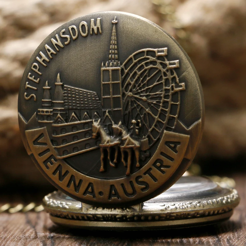 Stephansdom Vienna Австрия сувенирные карманные часы бронзовые ретро ВИНТАЖНЫЕ