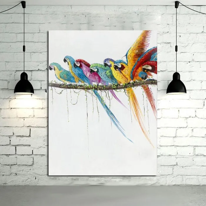 

Large Free Shipping 100%Hand-painted Oil Painting Beautiful Parrot Home Decoration Pictures for Living Room Wall No Framed