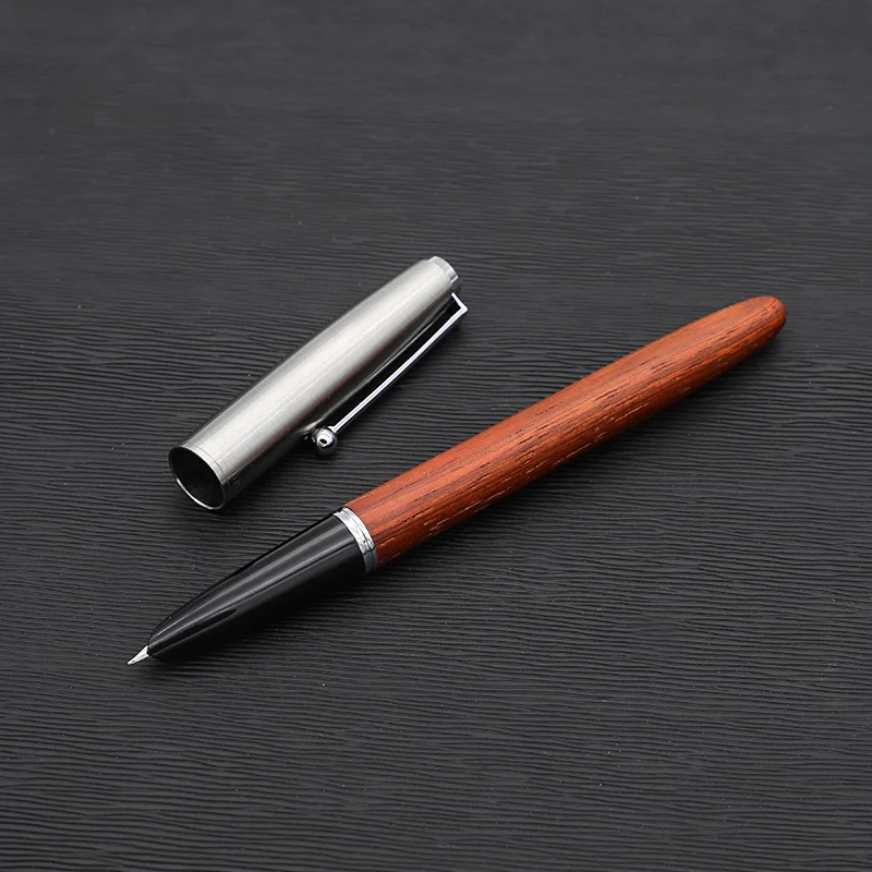 Винтажная деревянная авторучка, металлическая крышка 0,38 мм, очень тонкие чернильные ручки для письма, канцелярские принадлежности для каллиграфии, офисные школьные принадлежности F994