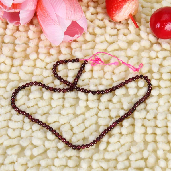 Phenovo 3mm Red Natural Garnet Round Loose Beads Great For DIY for necklace bracelets Jewelry Making