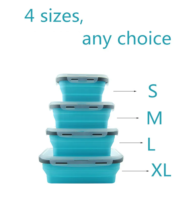 4 шт./компл. Силиконовый складной бенто ланч бокс Портативный складной Коробки для обедов прямоугольник масштабируемый Еда контейнер для столовой посуды чаша для детей