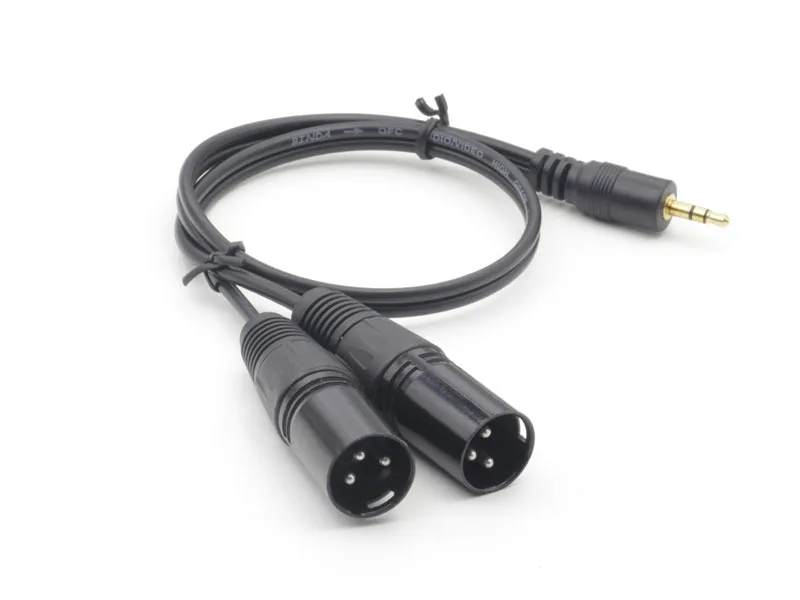 3.5mm to 2 XLR 3 Pin Splitter Audio Cable Hifi PC Headphone Mixer