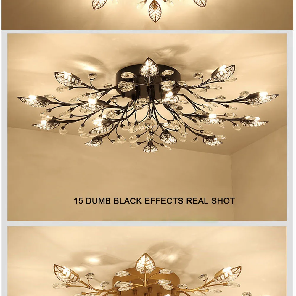 Modern Nordic K9 Crystal LED Ceiling Lights Fixture Gold Black Home Lamps for Living Room Bedroom Kitchen Bathroom12