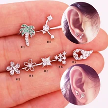 Sellsets 1 шт. красивый цветок выдалбливают крыла треугольник CZ Tragus Daith Helix Rook пирсинг шпильки ювелирные изделия