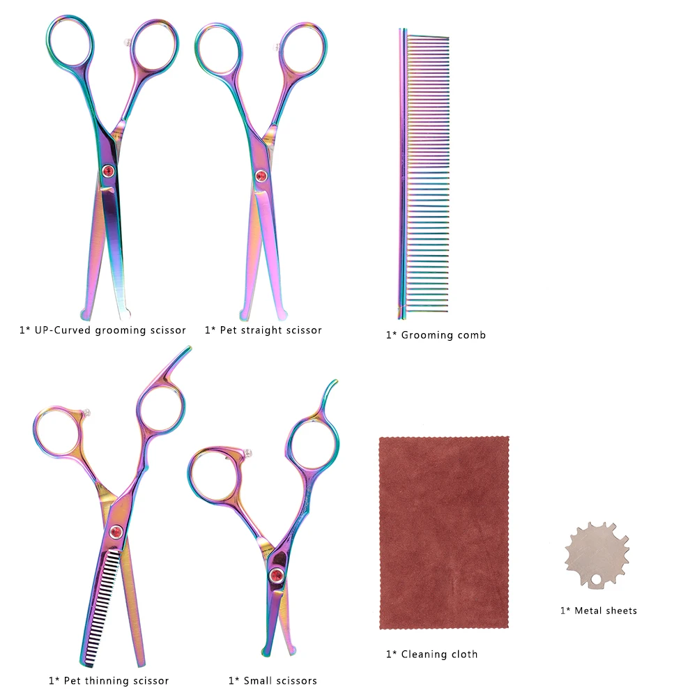 5 шт. ножницы для ухода за собаками, набор для стрижки собак, кошек, инструмент для стрижки из нержавеющей стали, ножницы для красоты домашних животных