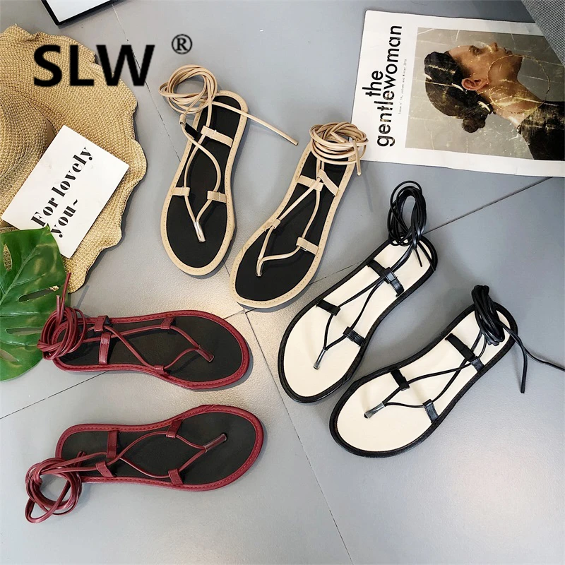 Sandals Straps Female Shoe Black Shoes For Women Clear Heels Crocs-shoes 2019 Summer Cross Flip Flops Platform Lace Up Sandals