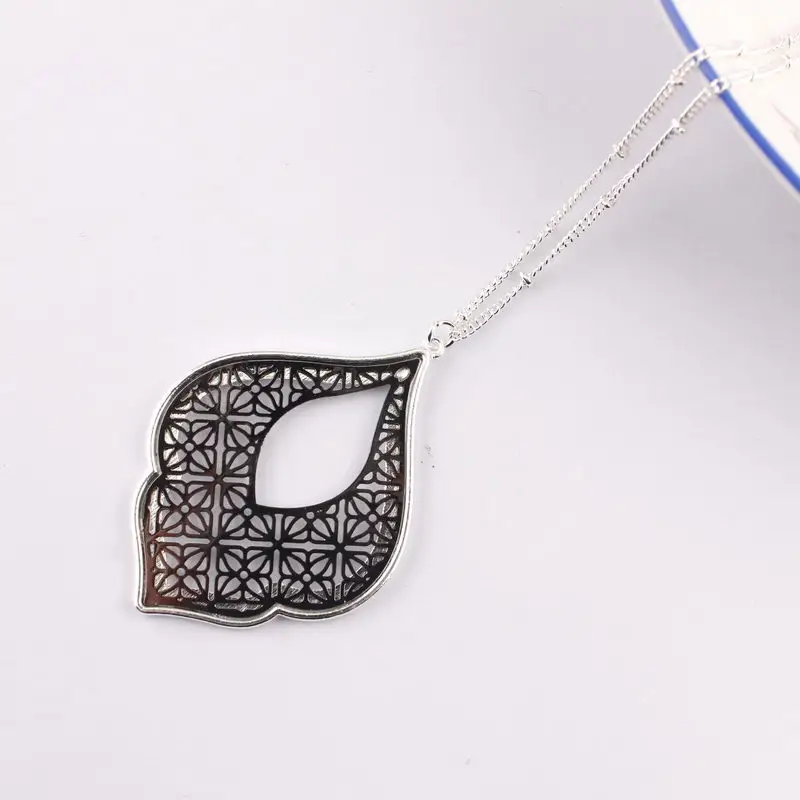 Новое Золотое Филигранное ожерелье в форме капли для женщин, Трендовое двухцветное геометрическое массивное длинное ожерелье, ювелирное изделие - Окраска металла: Silver Black
