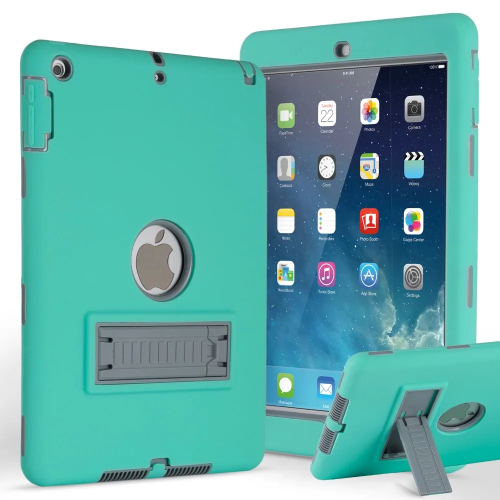 

For iPad 9.7 2017 5th Generation Case Kids Safe Armor Shockproof Rubber Silicon PC Back Stand Cover Fundas For ipad 9.7 2018