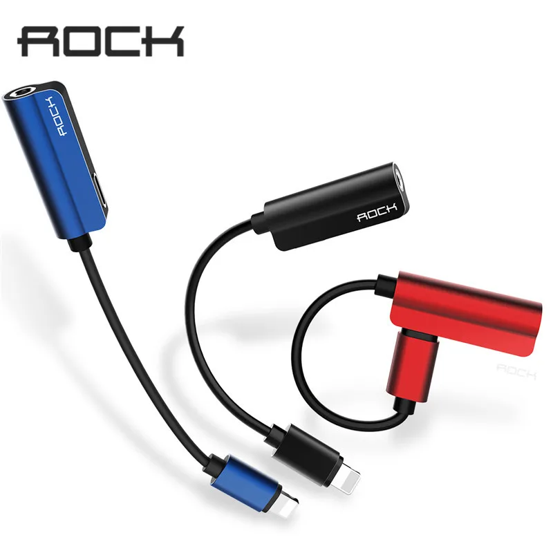 

ROCK 3.5mm Audio Cable for iPhone Charging Wire Splitter Cable Lighting to 3.5mm Headphone Adapter Cord for iphone 7 8 X
