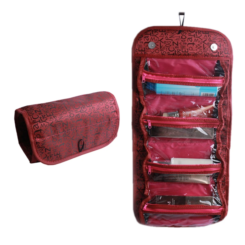 Travel women Cosmetic Bag High capacity Folding Drumtype For Organizers Cosmetic toiletry Storage Cosmetic Bag Jewelry