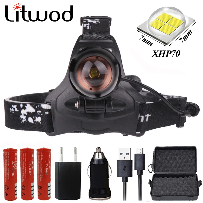 

z25 Litwod XHP70 LED head lamp 32000lum powerful Led headlamp Headlight zoom fishing Head light Camping flashlight torch Lantern